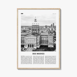 Impression Des Moines noir et blanc n° 2, oeuvre d'art murale Des Moines, affiche Des Moines, photo Des Moines, Iowa, États-Unis, États-Unis, Amérique du Nord