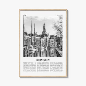 Groningen Print Black and White, Groningen Wall Art, Groningen Poster, Groningen Photo, Groningen Wall Décor, Groningen Map, Netherlands