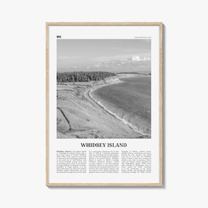 Whidbey Island Poster Print Black and White, Washington Travel Wall Art, Pacific Northwest Decor image 1
