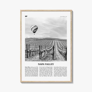 Napa Valley Print Black and White, Napa Valley Wall Art, Napa Valley Poster, Napa Valley Photo, California, USA, United States
