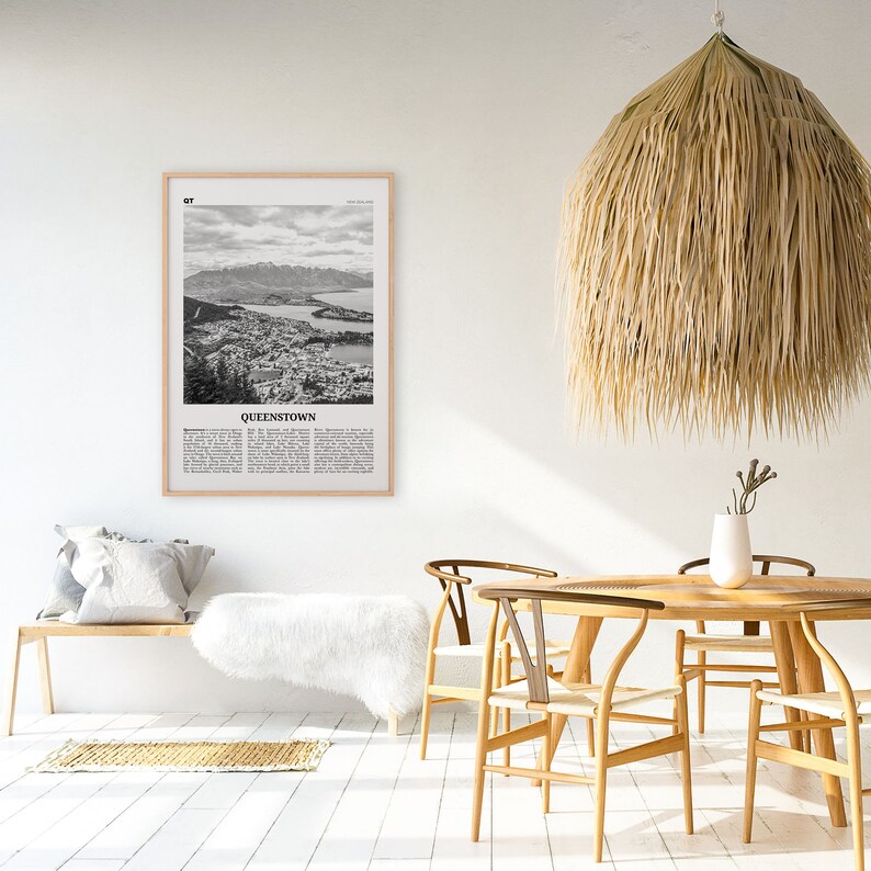 Queenstown Print Black and White Queenstown Wall Art Etsy