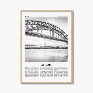 Astoria Poster Print Black and White, Hell Gate Bridge Photo, New York Wall Art