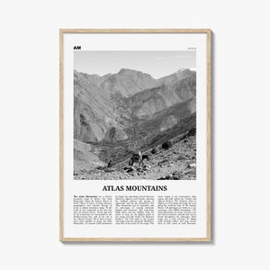 Atlasgebergte afdrukken zwart-wit, kunst aan de muur Atlasgebergte, poster Atlasgebergte, foto Atlasgebergte, wanddecoratie Atlasgebergte