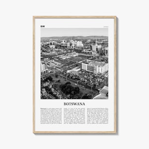Botswana Print Black and White, Botswana Wall Art, Botswana Poster, Botswana Photo, Botswana Wall Decor, Country Art Print, Gaborone, Africa