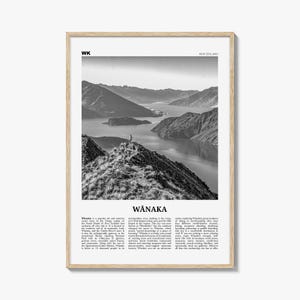 Wanaka Print Black and White, Wanaka Wall Art, Wanaka Poster, Wanaka Photo, Wanaka Wall Décor,