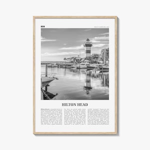 Impresión en blanco y negro de la isla de Hilton Head, arte mural de Hilton Head, póster de Hilton Head, foto de Hilton Head, pared de Hilton Head, Carolina del Sur, EE. UU.