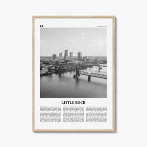 Impression Little Rock noir et blanc, oeuvre d'art murale Little Rock, affiche Little Rock, photo Little Rock, décoration murale Little Rock, Arkansas, États-Unis