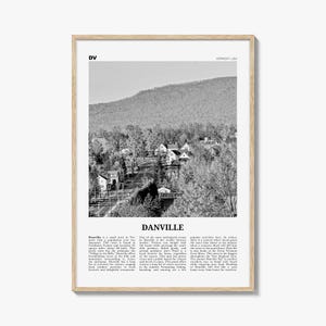 Danville print zwart-wit Vermont, Danville Wall Art, Danville Poster, Danville Photo, Danville wanddecoratie, Danville-kaart, Vermont (VS)