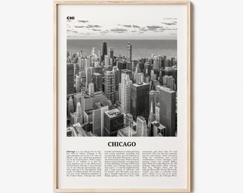 Chicago Print Black and White No 1, Chicago Wall Art, Chicago Poster, Chicago Photo, Chicago Decor, Illinois, USA, United States