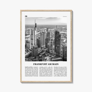 Impresión en blanco y negro de Frankfurt am Main, arte mural de Frankfurt, póster de Frankfurt, foto de Frankfurt, decoración de pared de Frankfurt, Alemania