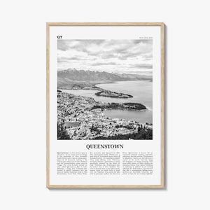 Queenstown Print Black and White, Queenstown Wall Art, Queenstown Poster, Queenstown Photo, Queenstown Wall Decor, New Zealand, Oceania