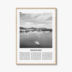 Póster impreso en blanco y negro de Nelson Bay, arte mural fotográfico de Nueva Gales del Sur