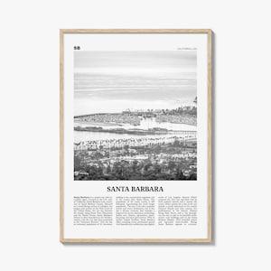 Santa Barbara Print Black and White No 2, Santa Barbara Wall Art, Santa Barbara Poster, California, USA, United States, North America