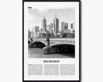 Póster de Melbourne, impresión fotográfica en blanco y negro de Australia, arte mural de periódico de viajes, decoración del hogar