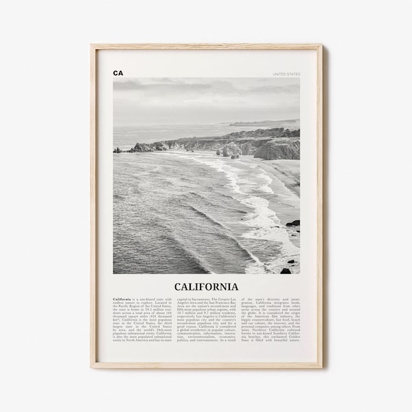 California Print Black and White No 1, California Wall Art, California Poster, California Photo, USA, United States, North America