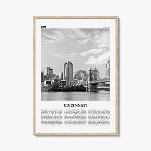 シンシナティ・プリント白黒No.1、シンシナティ・ウォールアート、シンシナティ・ポスター、シンシナティ・フォト、オハイオ州、アメリカ合衆国、北アメリカ