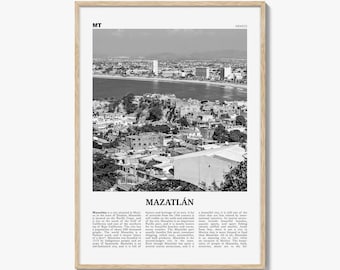Mazatlán Poster Print Black and White, Mexico Travel Wall Art, Sinaloa Coastal Decor