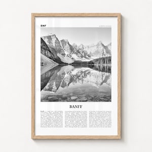 Banff Print Black and White, Banff Wall Art, Alberta, Canada