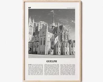 Guelph Print Black and White, Guelph Wall Art, Guelph Poster, Guelph Photo, Guelph Wall Décor, Guelph Map, Ontario, Canada