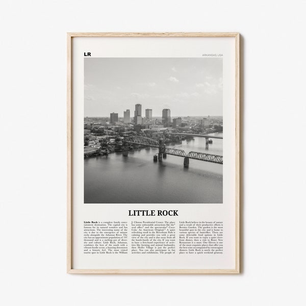 Little Rock Print Black and White, Little Rock Wall Art, Little Rock Poster, Little Rock Photo, Little Rock Wall Décor, Arkansas, USA