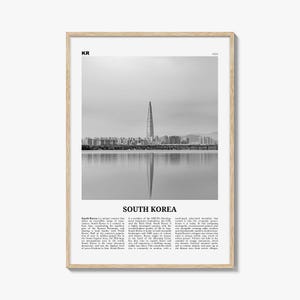 Stampa della Corea del Sud in bianco e nero, Arte della parete della Corea del Sud, Poster della Corea del Sud, Foto della Corea del Sud, 韓國 大韓民國 南韓 한국 대한민국 남한 지도, Seoul, Asia