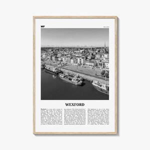 Impression Wexford noir et blanc, art mural Wexford, affiche Wexford, photo Wexford, décoration murale Wexford, carte de Wexford, Irlande