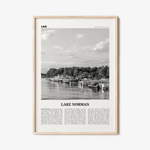 Lake Norman Print Black and White, Lake Norman Wall Art, Lake Norman Poster, Lake Norman Photo, Lake Norman Wall Décor, North Carolina, USA