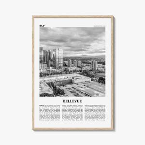 Bellevue Print Black and White No 2, Bellevue Wall Art, Bellevue Poster, Bellevue Photo, Bellevue Wall Decor, Washington, VS, Verenigde Staten