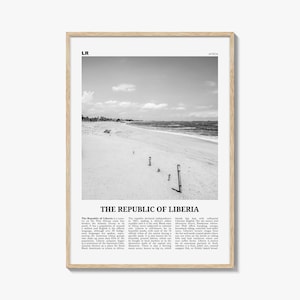 Republika Liberii Drukuj Czarno-Biały, Liberia Wall Art, Liberia Poster, Liberia Photo, Liberia Wall Decor, Africa Poster Print