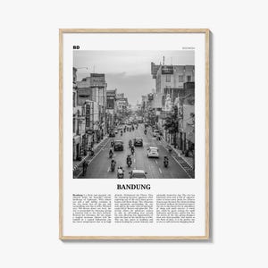 Bandung Print Black and White, Bandung Wall Art, Bandung Poster, Bandung Photo, Bandung Wall Décor, Bandung Map, Indonesia