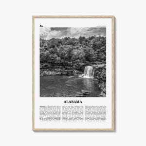 Alabama afdrukken zwart-wit nr. 1, kunst aan de muur Alabama, poster van Alabama, foto van Alabama, wanddecoratie van Alabama, kaart van Alabama, Verenigde Staten