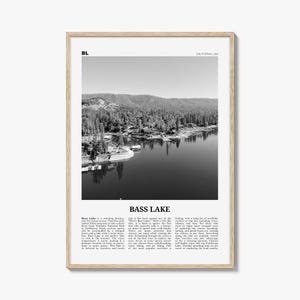 Bass Lake Druck schwarz weiß, Bass Lake Wandkunst, Bass Lake Poster, Bass Lake Foto, Bass Lake Wanddeko, Bass Lake Karte, Kalifornien, USA