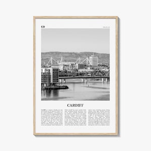 Cardiff Print Black and White, Cardiff Wall Art, Cardiff Poster, Cardiff Photo, Cardiff Wall Decor, Wales, UK, United Kingdom, Europe