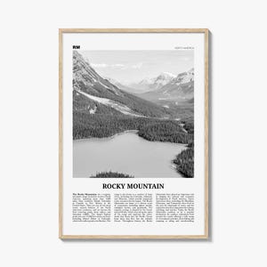 Rocky Mountain print zwart-wit Noord-Amerika, Rocky Mountain kunst aan de muur, Rocky Mountain poster, Rocky Mountain foto, Noord-Amerika