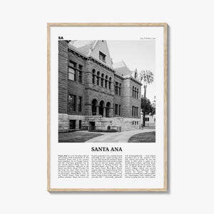 Impresión de Santa Ana en blanco y negro, arte mural de Santa Ana, póster de Santa Ana, foto de Santa Ana, California, EE. UU., Norteamérica