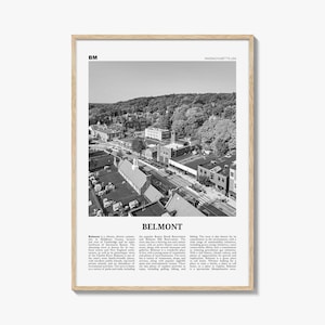 Belmont Print Black and White, Belmont Wall Art, Belmont Poster, Belmont Photo, Belmont Wall Décor, Belmont Map, Massachusetts, USA