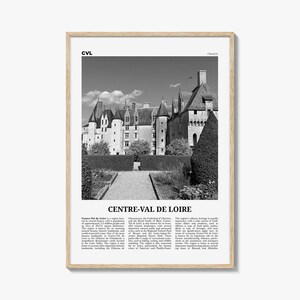 Centre Val De Loire Print Black and White, Centre-Val de Loire Wall Art, Centre-Val de Loire Poster, Centre-Val de Loire Photo, Décor, Map