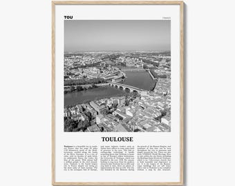 Cartaz de Toulouse em preto e branco, foto de Pont Neuf, decoração de parede da França