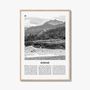 Impresión de Hawái en blanco y negro n.° 1, arte mural de Hawái, póster de Hawái, foto de Hawái, decoración de pared de Hawái, impresión de póster de las islas hawaianas
