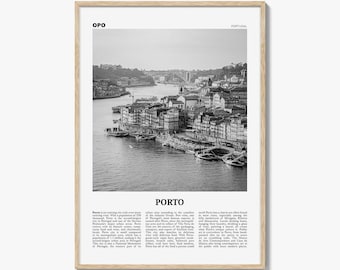 Porto Poster Schwarz und Weiß, Portugal Reise Wandkunst, Europäische Stadt Dekor