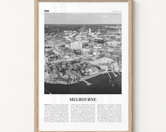 Melbourne Print Black and White, Melbourne Wall Art, Florida, USA
