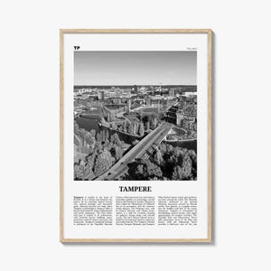Tampere Print Black and White, Tampere Wall Art, Tampere Poster, Tampere Photo, Tampere Wall Décor, Tampere Map, Finland