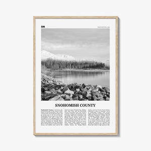Snohomish County Print Black and White, Snohomish County Wall Art, Snohomish Poster, Snohomish Photo, Snohomish Wall Décor, Snohomish Map