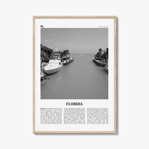 Florida print zwart-wit nr. 6, Florida Wall Art, Florida Poster, Florida Photo, Florida Wall Decor, Florida Map, United States