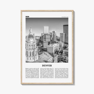 Impressão em preto e branco de Denver nº 2, arte de parede de Denver, pôster de Denver, foto de Denver, decoração de parede de Denver, Colorado, EUA, Estados Unidos