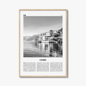 Como Druck Schwarzweiß Nr. 1, Como Wandkunst, Como Poster, Como Foto, Como Wanddekor, Comer See Druck, Italien, Lago di Como, Italia