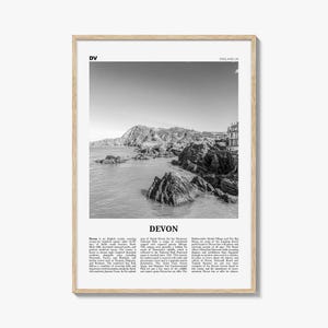 Devon Poster Print Black and White, United Kingdom Travel Wall Art, South West Decor