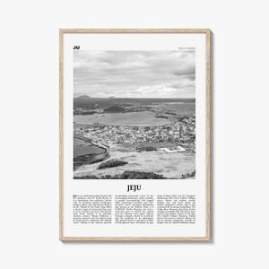 Jeju-stad print zwart-wit, Jeju-muurkunst, Jeju-poster, Jeju-foto, Jeju-muurdecoratie, Jeju-kaart, Zuid-Korea