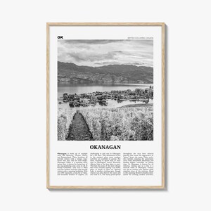 Okanagan Print schwarz weiß, Okanagan Wandkunst, Okanagan Poster, Okanagan Foto, Okanagan Dekor, Okanagan Karte, British Columbia, Kanada