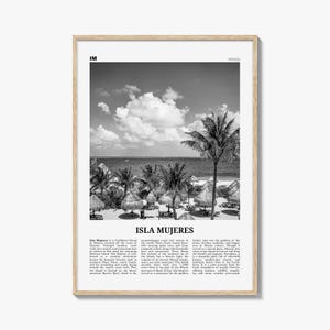 Isla Mujeres Poster Print Black and White, Mexico Travel Wall Art, Cancun Coastal Decor